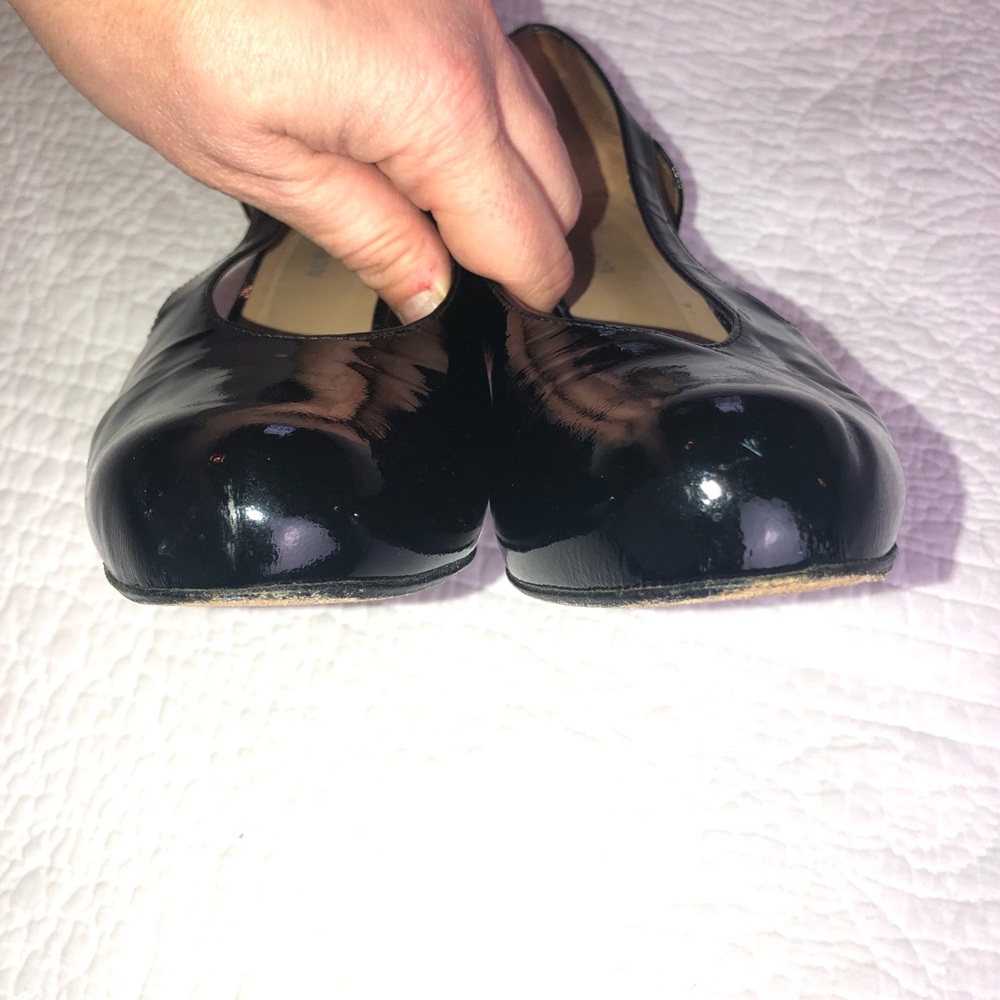 AUDLEY LONDON Patent Leather Covered platform cutout heel Sz 37.5 EUC Almond toe - Picture 6 of 11